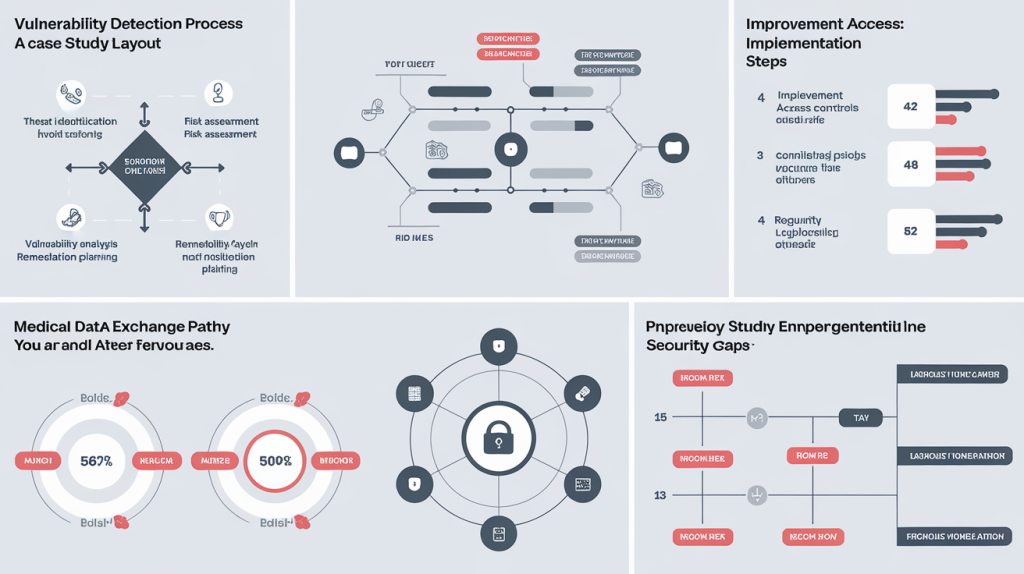 환자, 최근 직원 및 실무 인증을 포함한 계층화된 보안 수준을 보여주는 의료 인증 및 접근 제어 다이어그램
