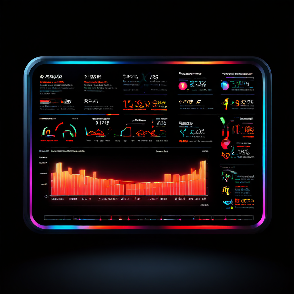 중앙에 'Curious?'라고 표시된 빛나는 디지털 대시보드가 건강 및 피트니스 측정치를 여러 개 보여주는 모습이다.