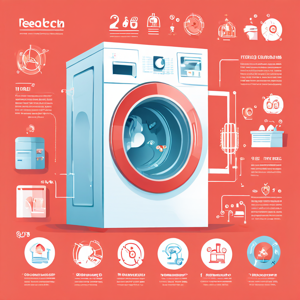 데이터 아이콘에서 정확한 온도와 세탁 코스 설정을 거쳐 세탁기로 이어지는 현대적인 세탁 데이터 분석 플로우차트 인포그래픽입니다.