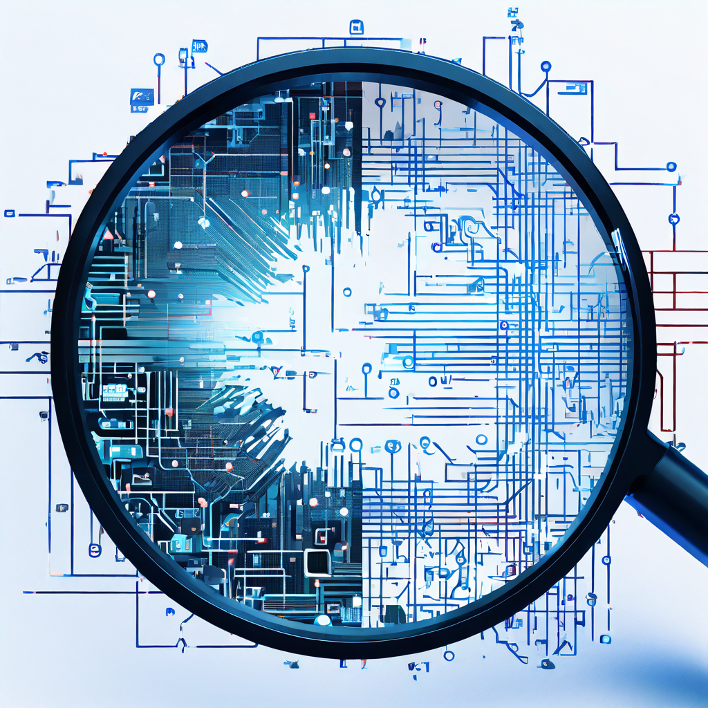 파일 아이콘이 깨진 상태에서 돋보기로 확대하면 단순한 픽셀이 아닌 정교한 회로 설계도가 드러납니다.