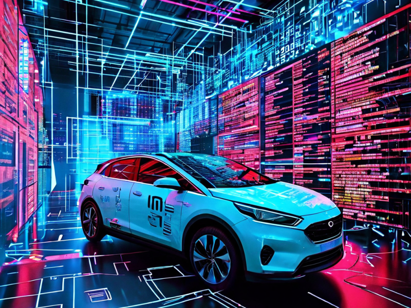 자율 주행 뉴스 차량이 혼란스러운 데이터 벽에 충돌하며 내비게이션에 충돌하는 알고리즘 경로와 동기화 오류 메시지가 표시된 디지털 교통 사고 상황을 묘사합니다.